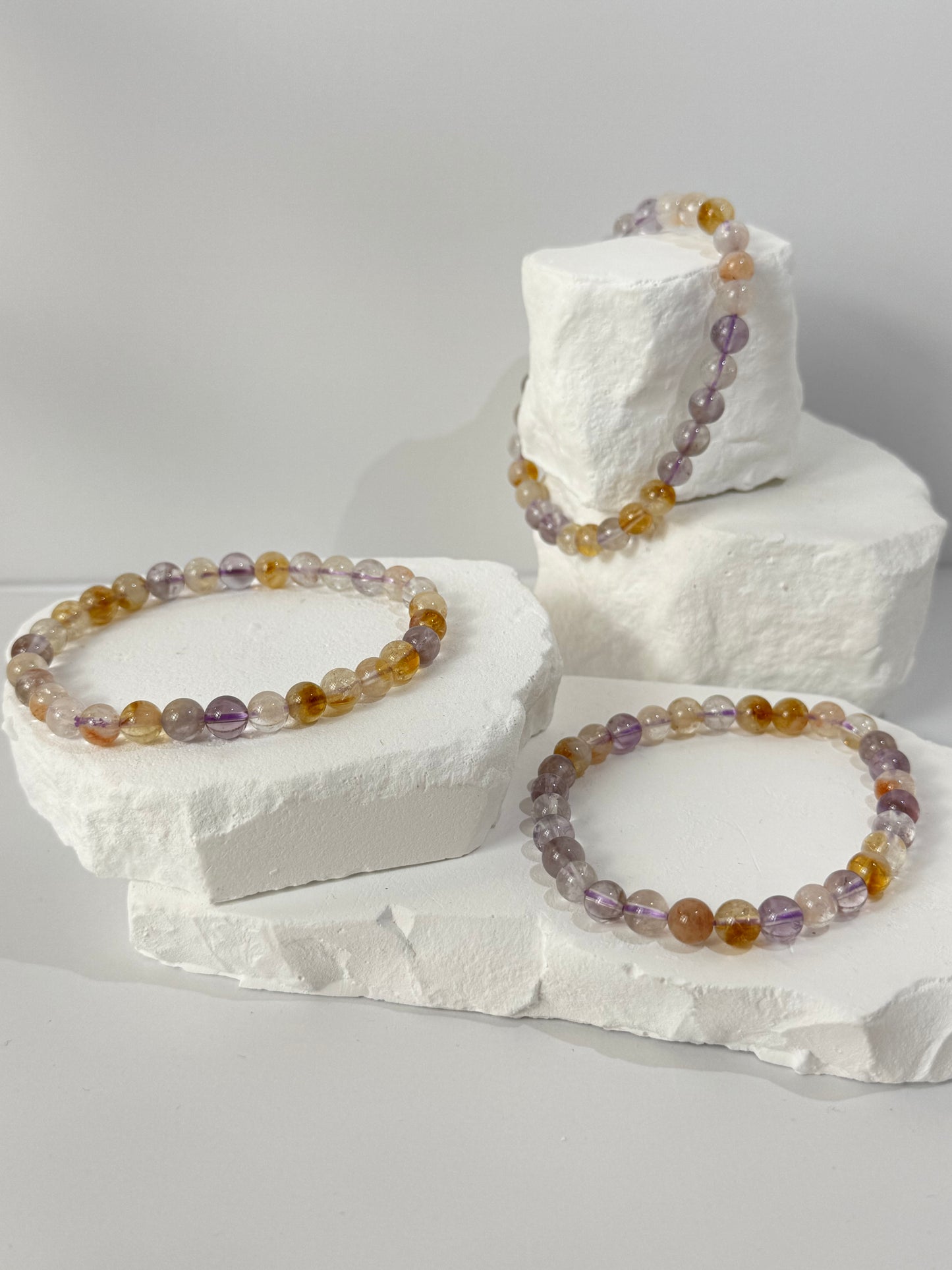 Citrine Phantom with Amethyst Bracelet – “When you want to bring your vision from the depths into the light”