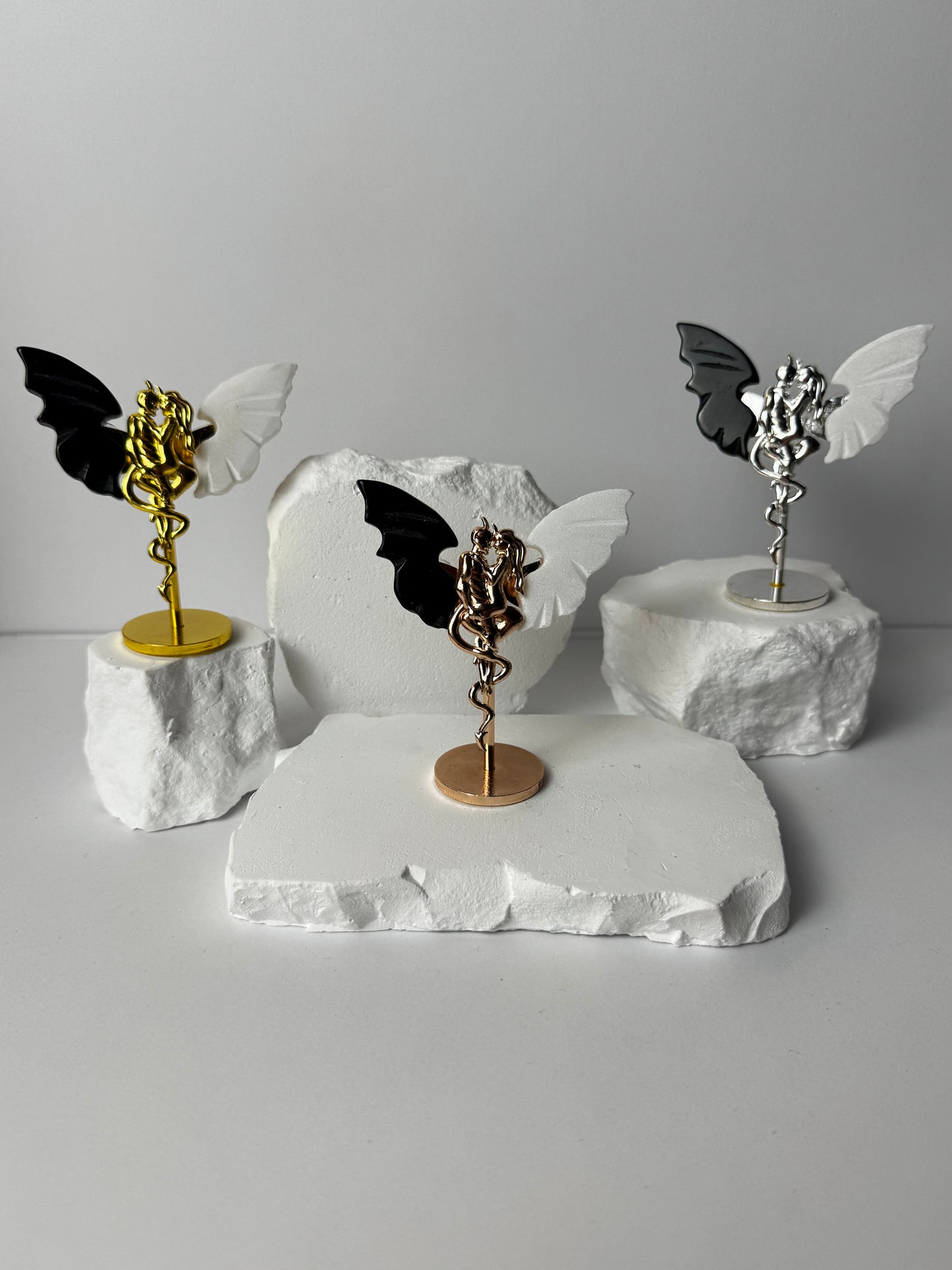 Angel & Devil Wings – Obsidian & White Jade