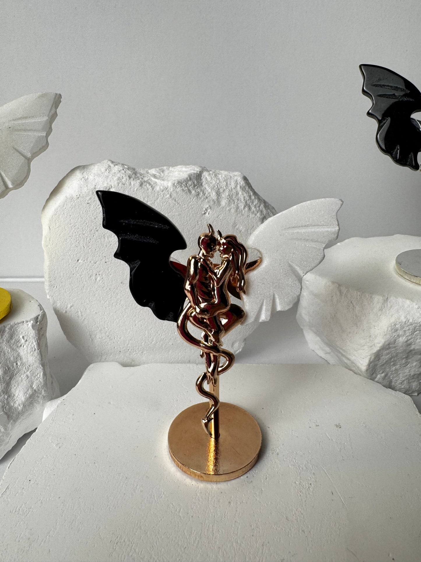 Angel & Devil Wings – Obsidian & White Jade