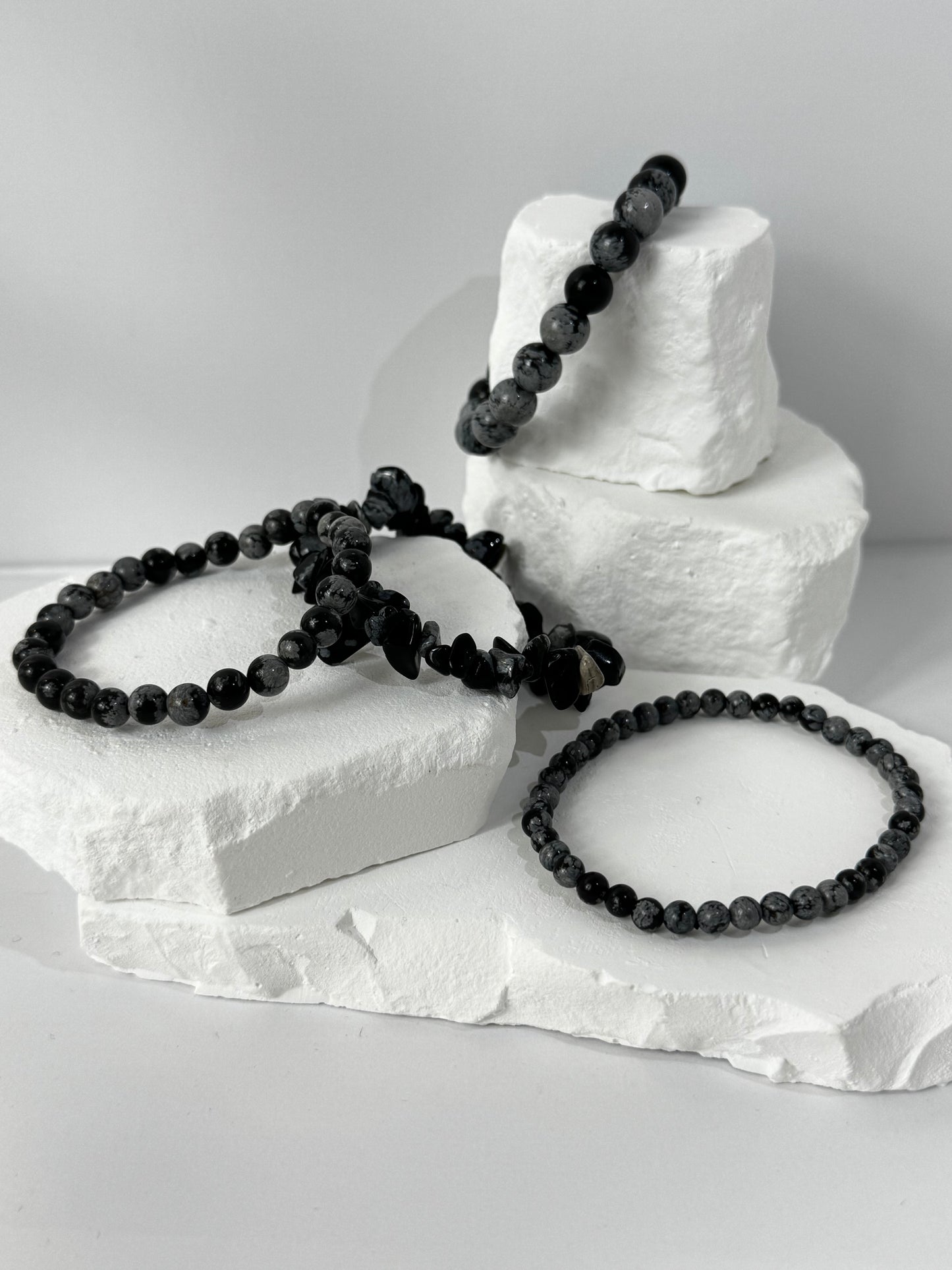 Snowflake Obsidian Bracelet – “When light grows in the darkness”