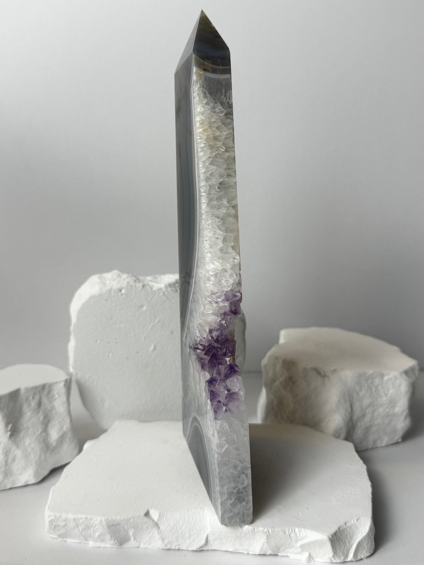 Druzy Agate Tower with Amethyst