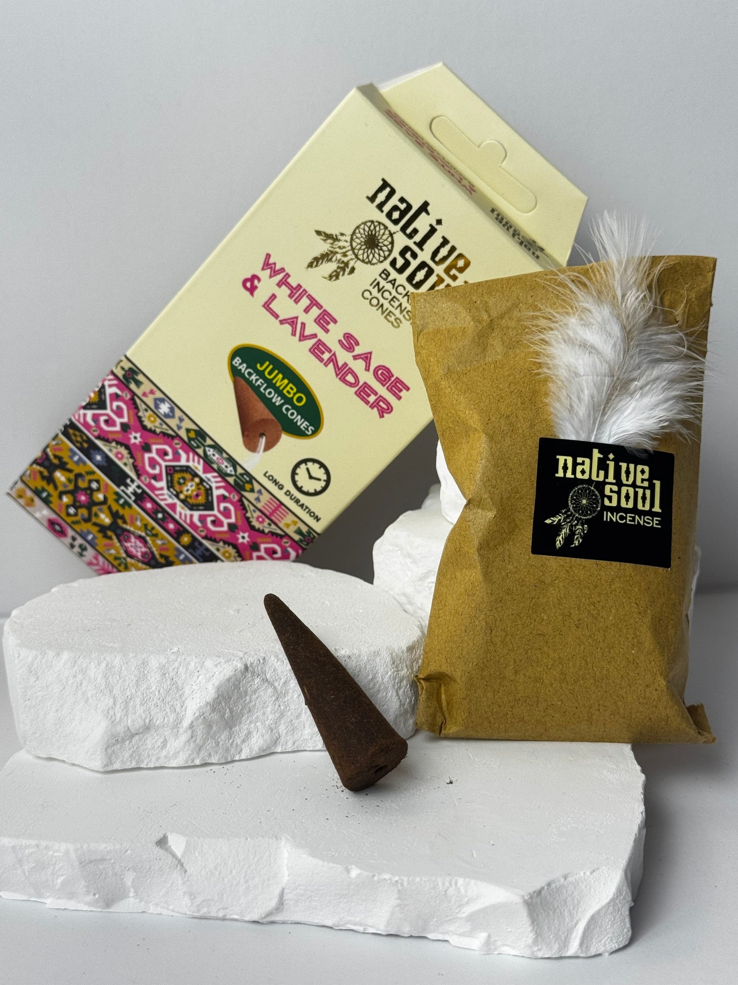 Native Soul – White Sage & Lavender Jumbo Backflow Incense Cones