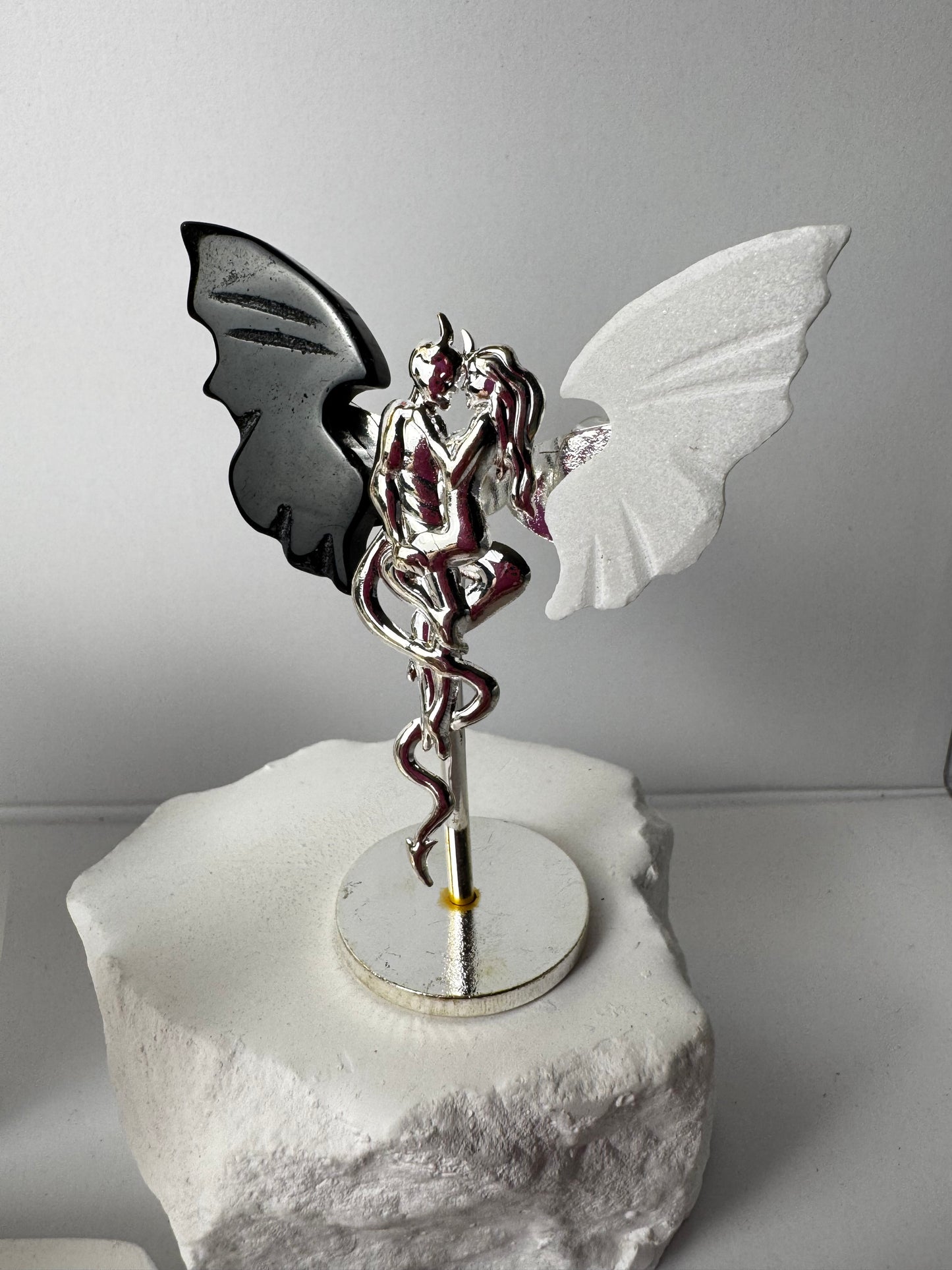 Angel & Devil Wings – Obsidian & White Jade