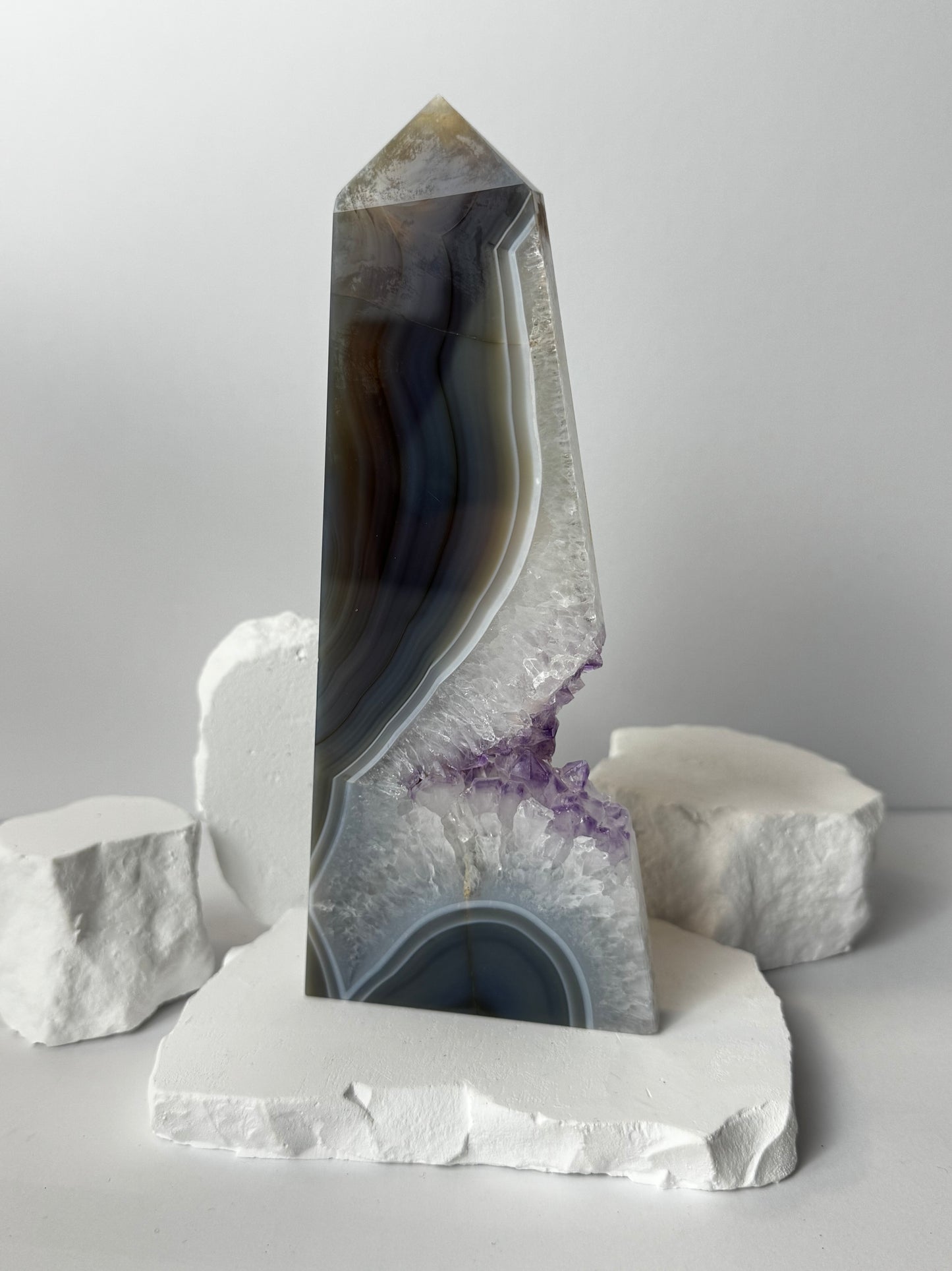 Druzy Agate Tower with Amethyst