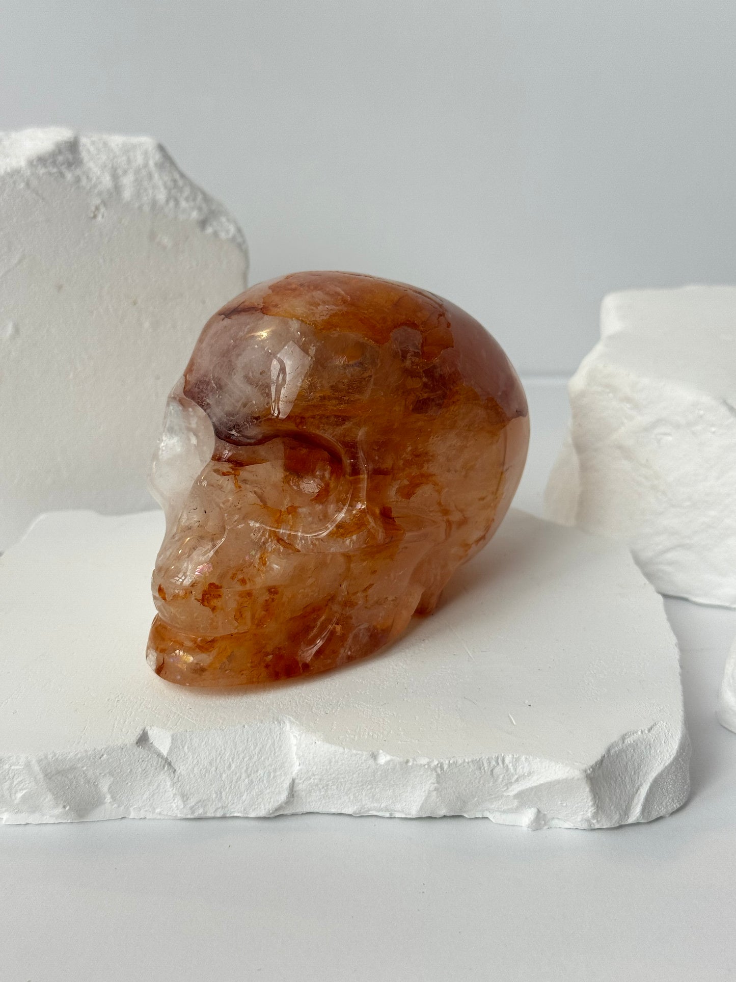 Fire Quartz – Skull Carving