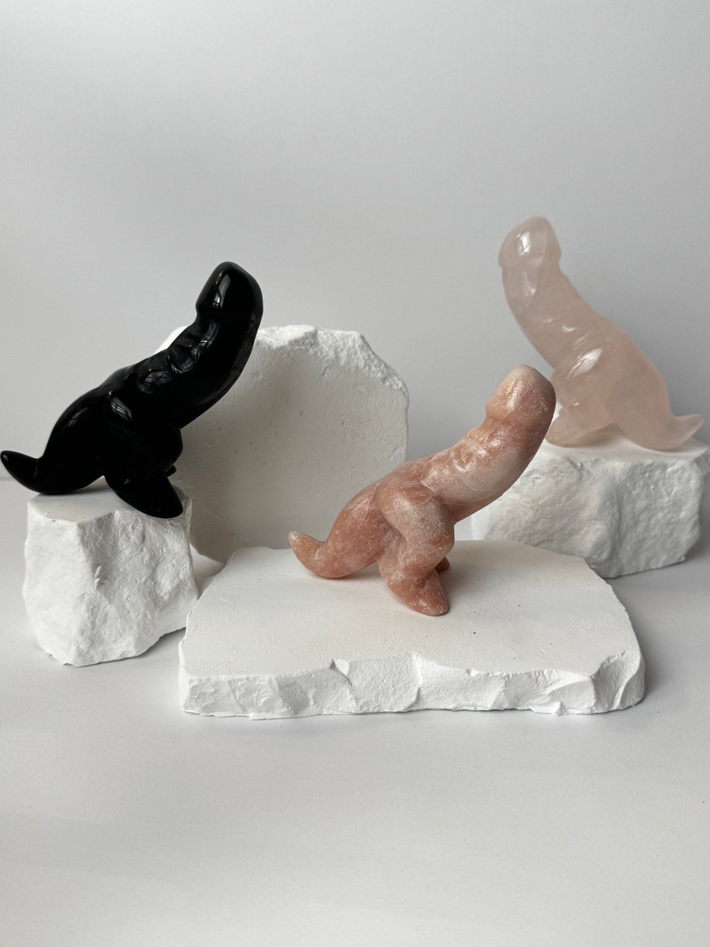 Dino Phallus – Rose Quartz, Obsidian or Pink Andean Opal
