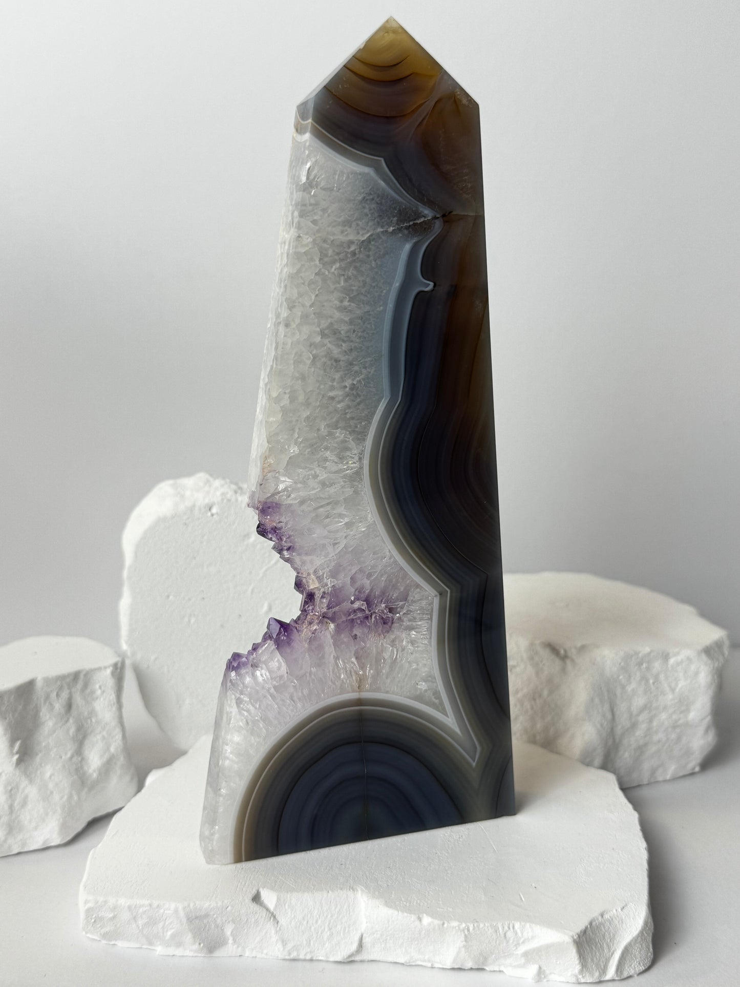 Druzy Agate Tower with Amethyst