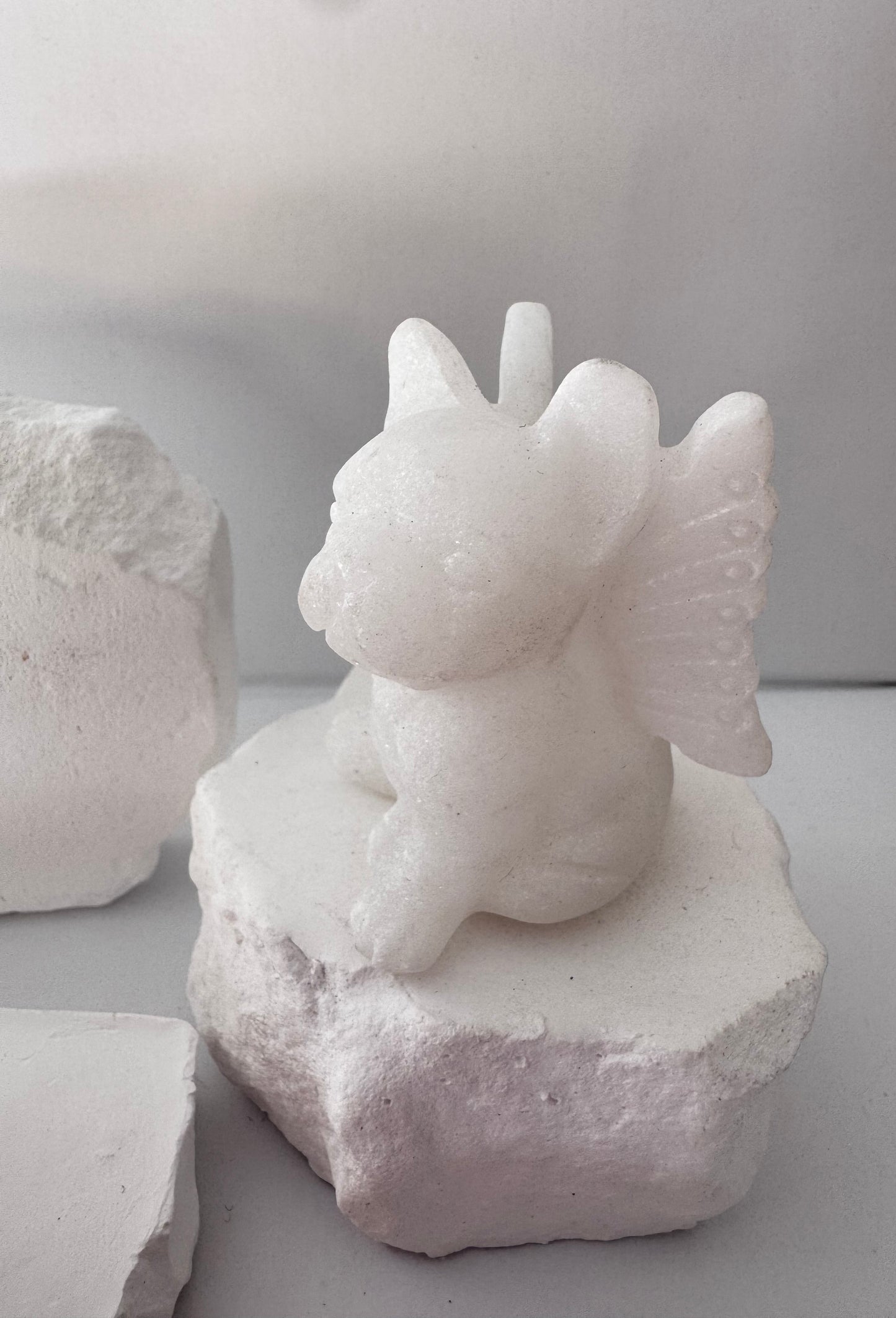 White Jade Bulldog with wings