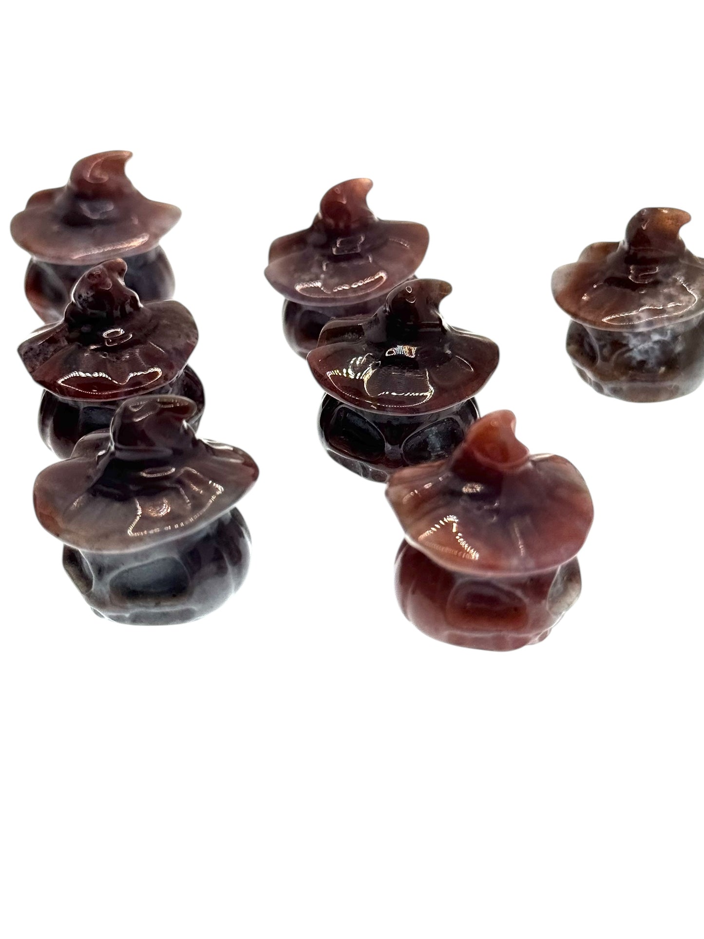 🎃 Mystery Mini Ocean Jaspis Kürbis mit Hexenhut – Carving