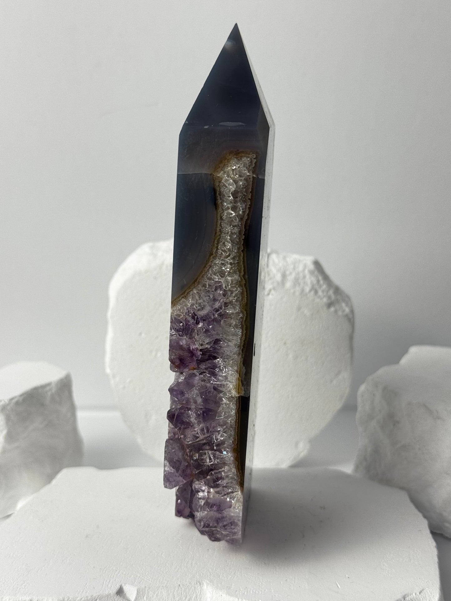 Druzy Agate Tower with Amethyst