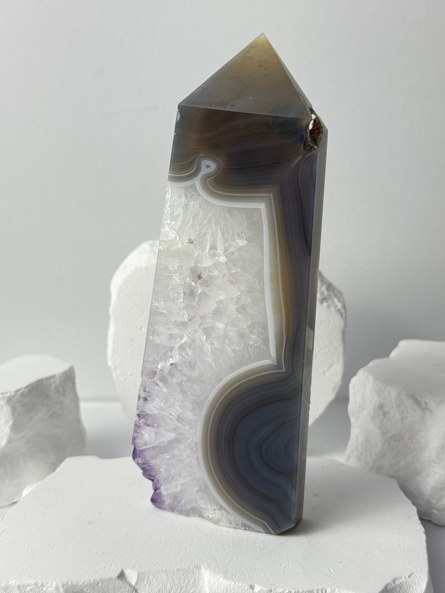 Druzy Agate Tower with Amethyst