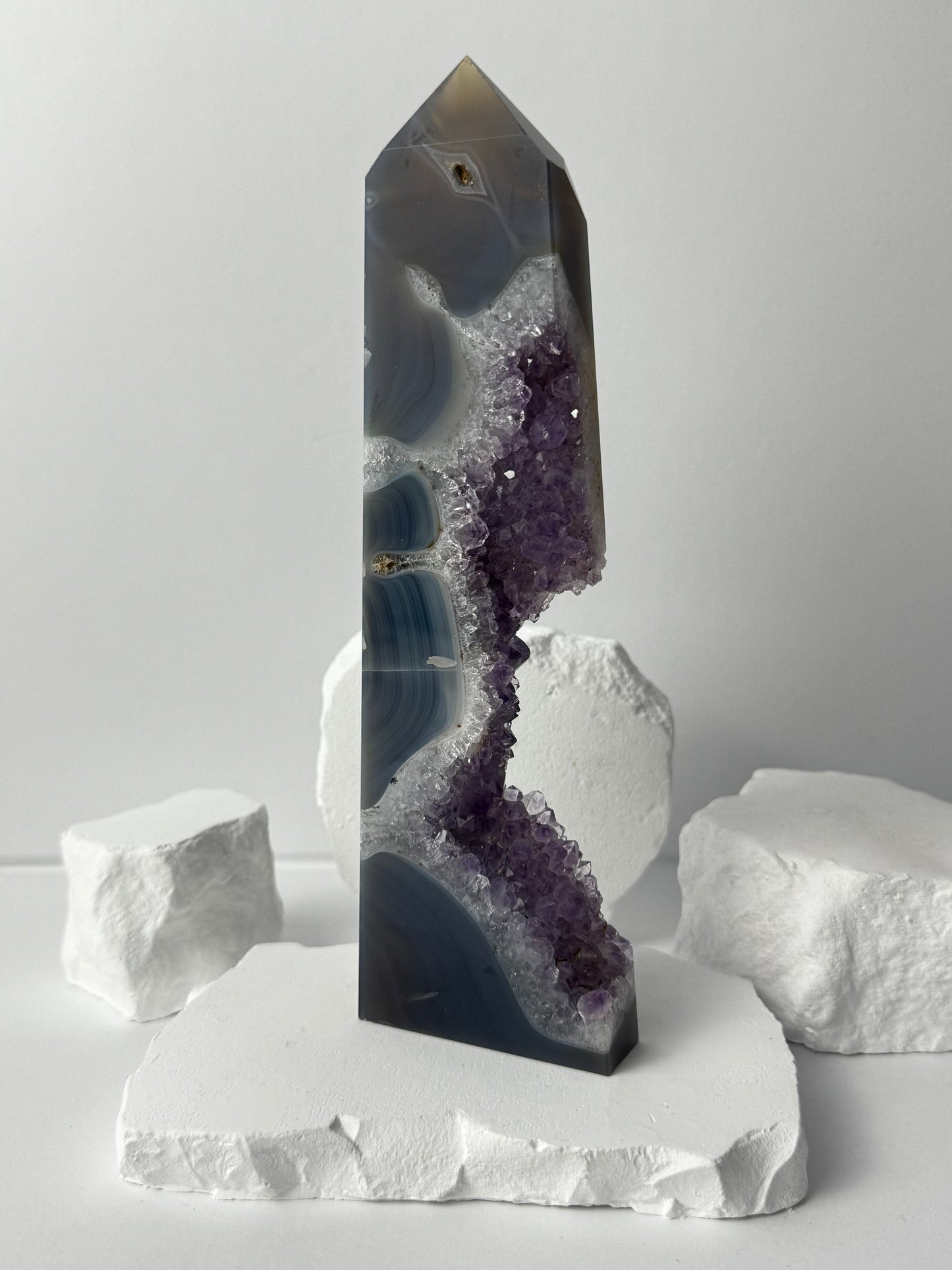 Druzy Agate Tower with Amethyst