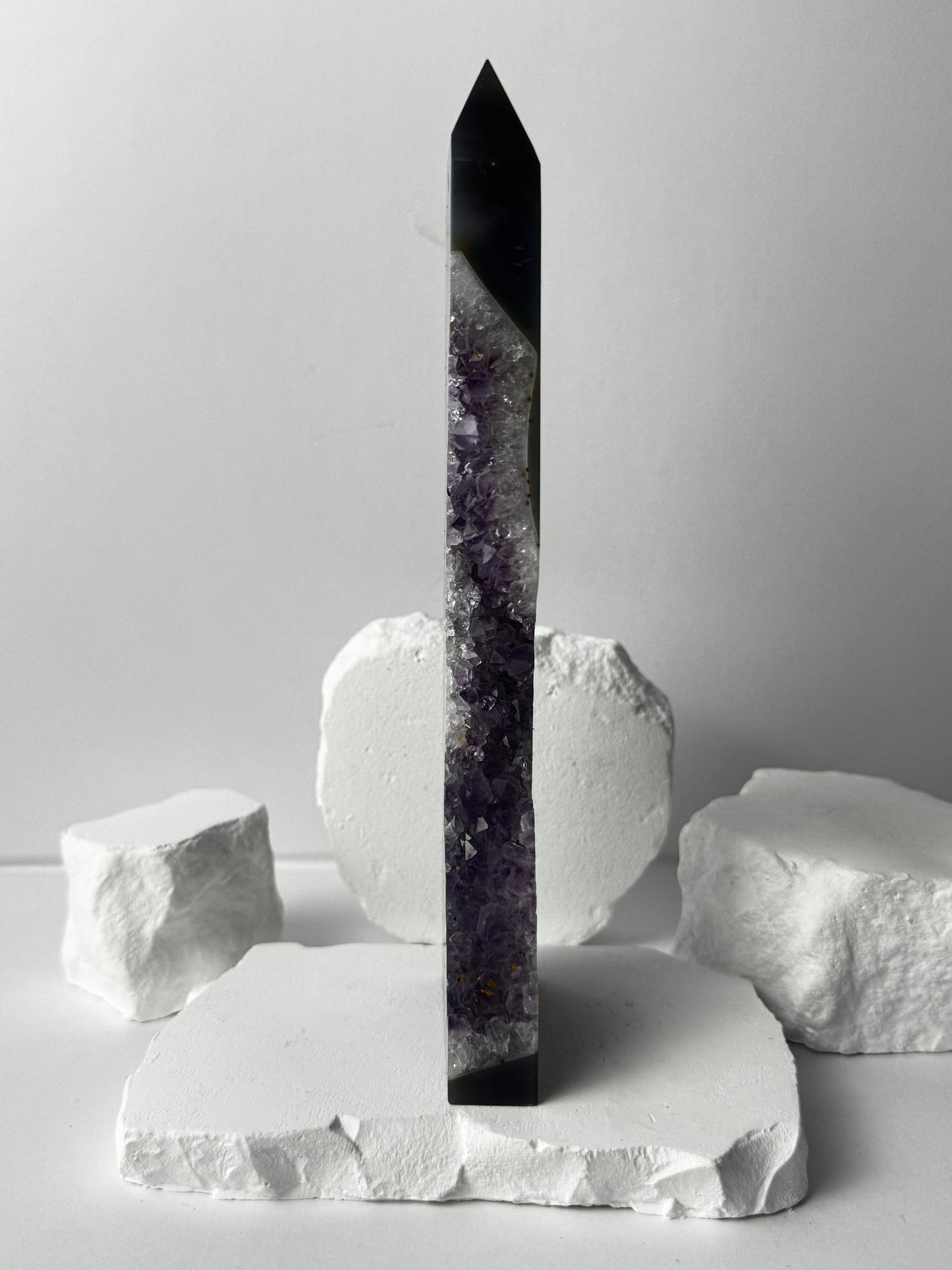 Druzy Agate Tower with Amethyst