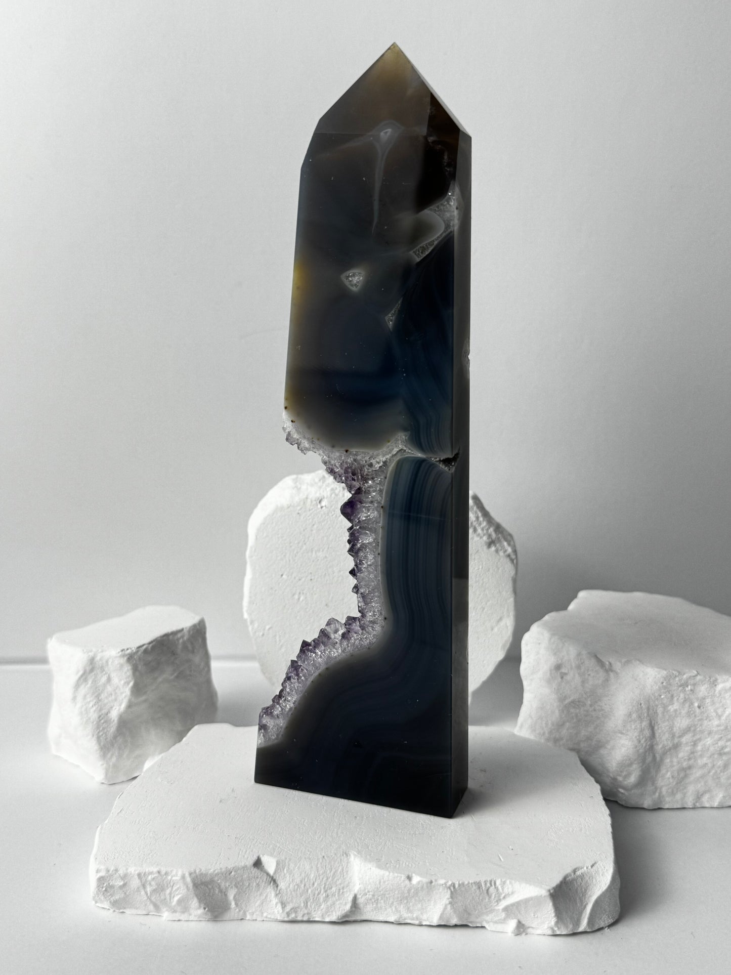 Druzy Agate Tower with Amethyst