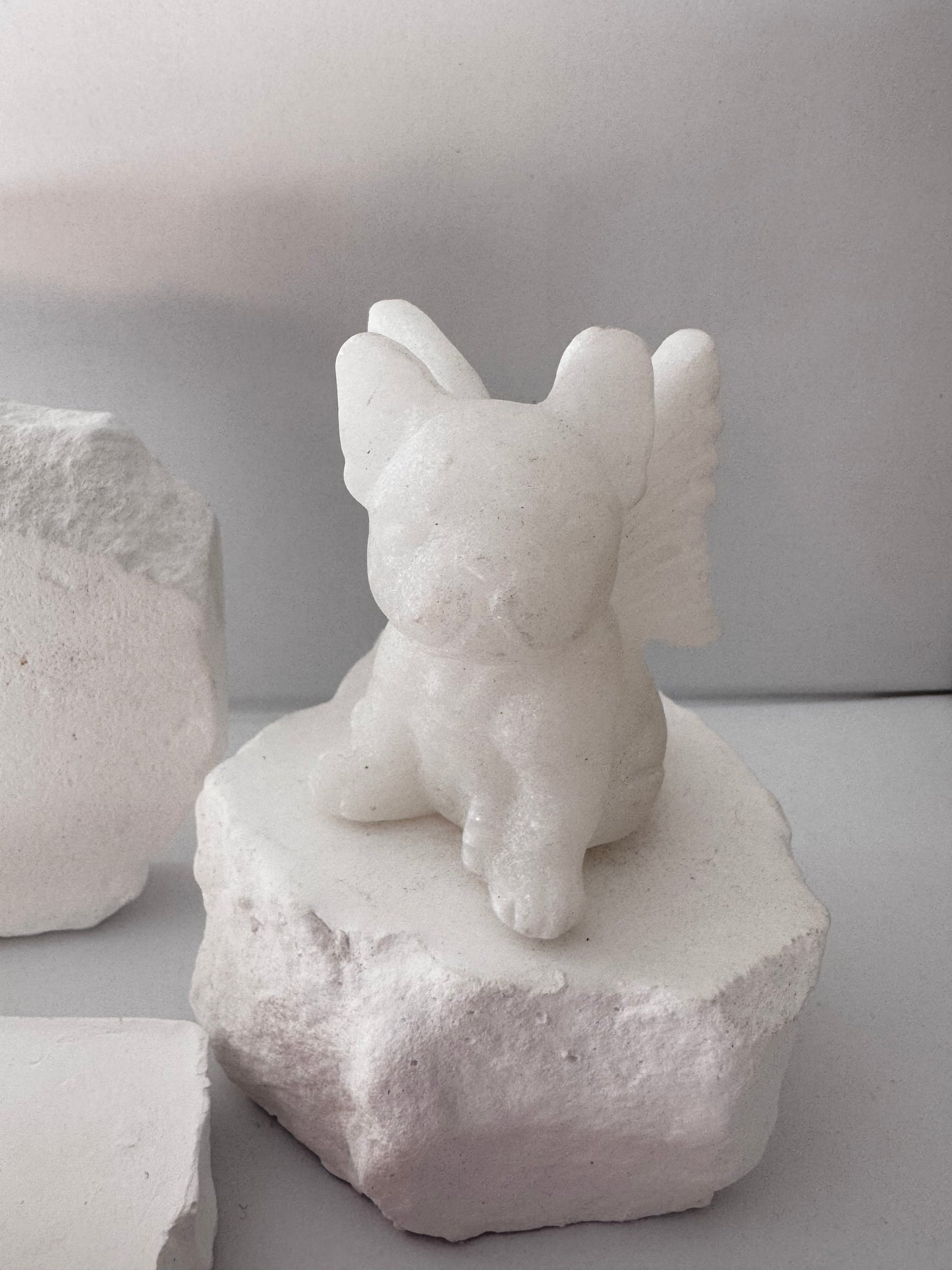 White Jade Bulldog with wings