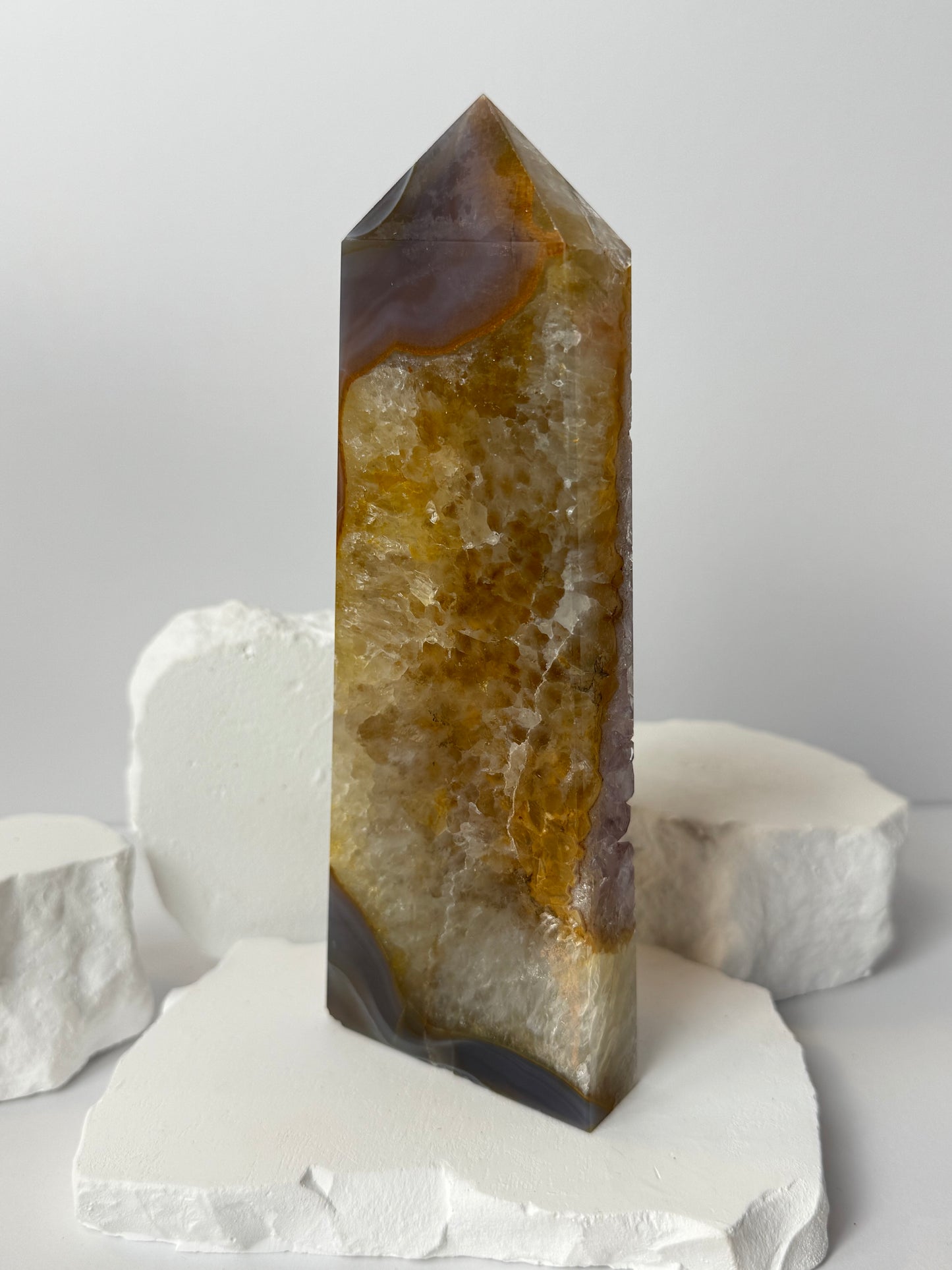Druzy Agate Tower with Amethyst