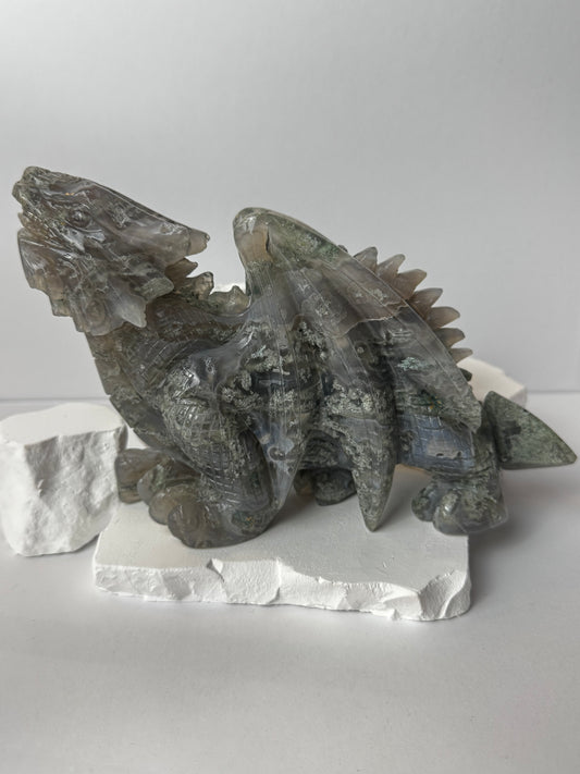 Moss Agate – Dragon Carving