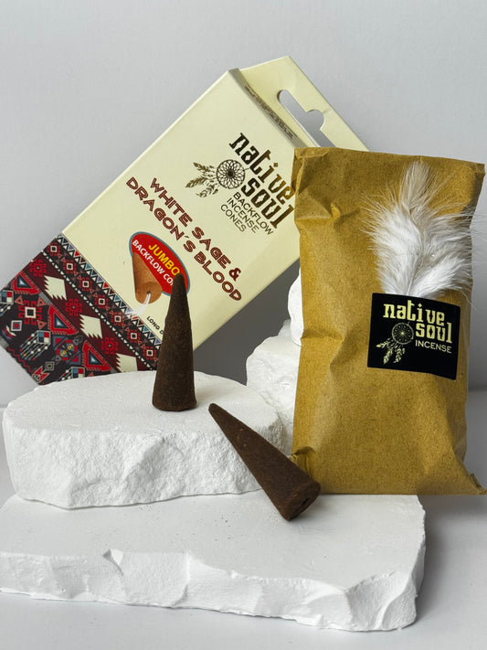 Native Soul - White Sage &amp; Dragon's Blood Jumbo Backflow Incense Cones