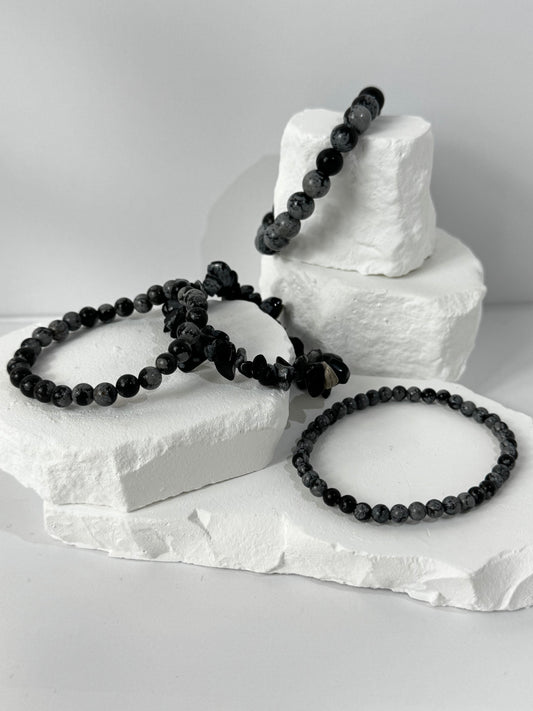Snowflake Obsidian Bracelet – “When light grows in the darkness”
