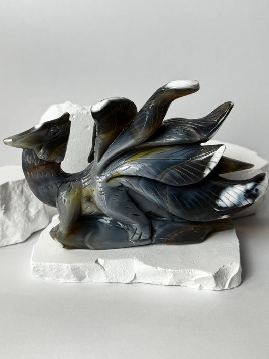 Orca Agate – Nine-Tailed Fox Carving