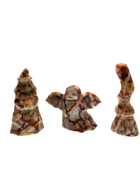 🕯️ Roter Venen Jaspis Set – Carvings