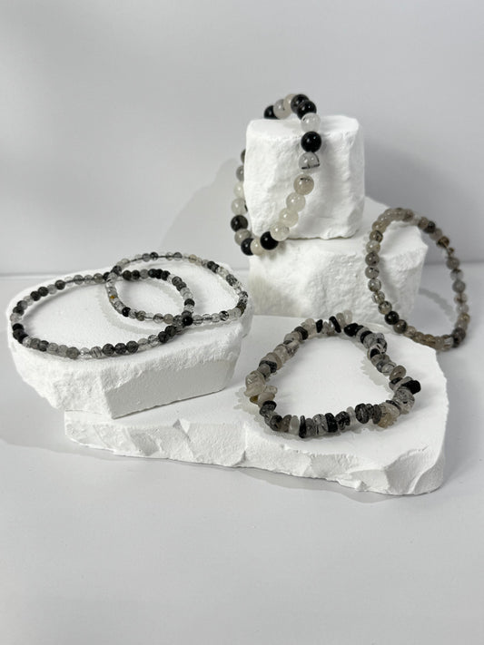 Tourmaline in Quartz Bracelet – “If you seek clarity and protection in a single crystal”