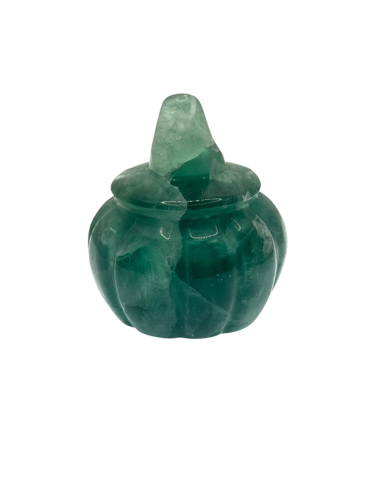 🎃 Fluorit Kürbis mit Hexenhut – Carving