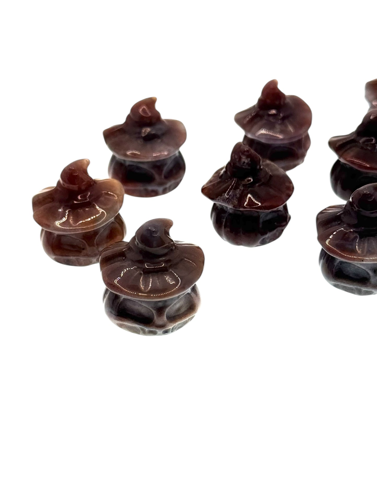 🎃 Mystery Mini Ocean Jaspis Kürbis mit Hexenhut – Carving