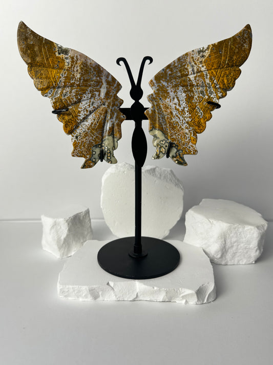 Ocean Jasper butterfly wings on stand