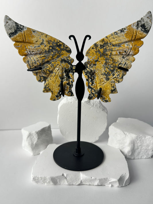 Ocean Jasper butterfly wings on stand