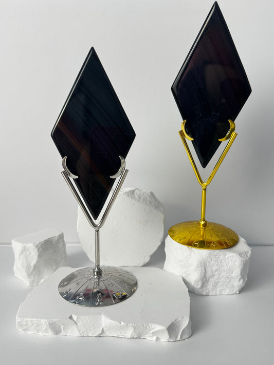 Lamellen Obsidian Diamond/Rhombus – with stand