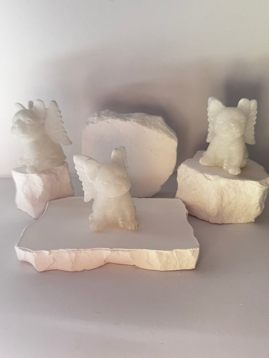 White Jade Bulldog with wings